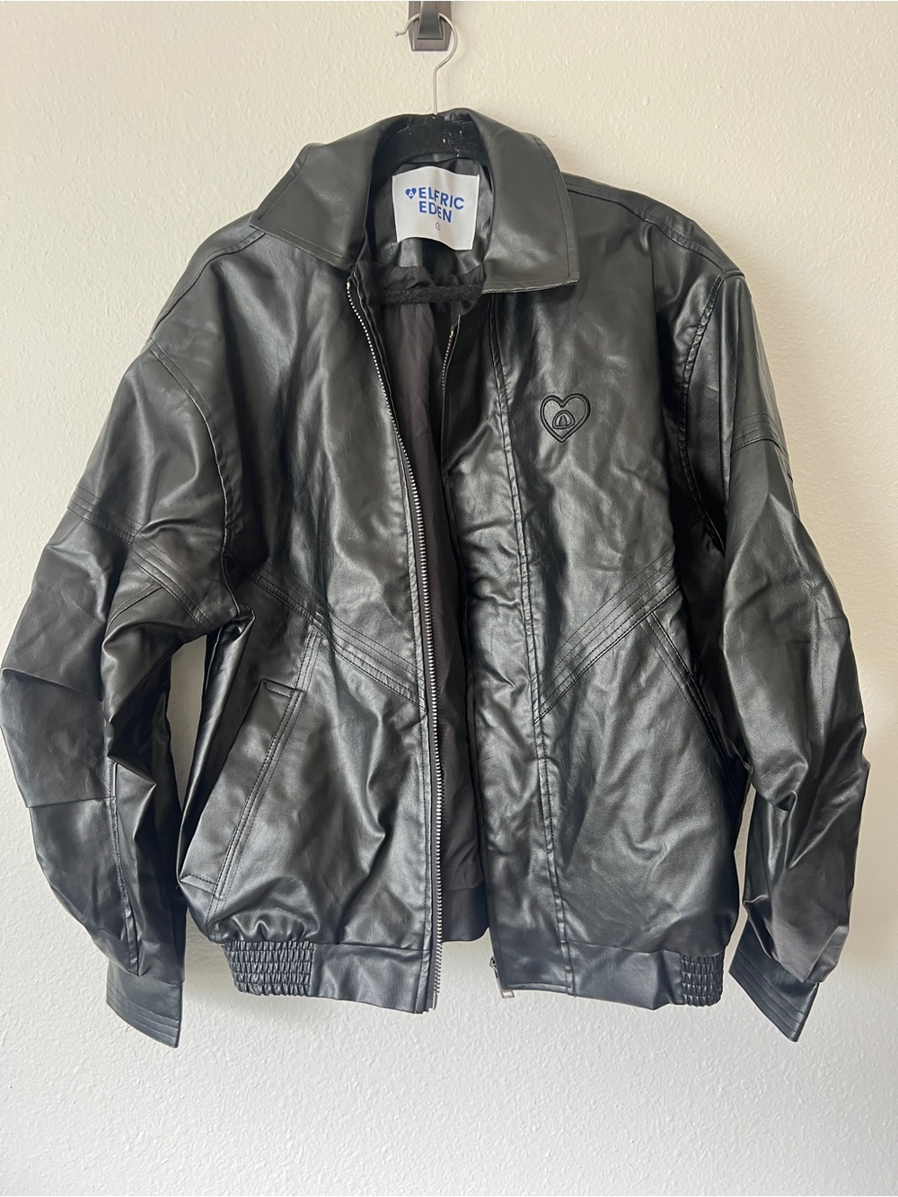 Aelfric Eden Womens Leather Black Jacket Oversized Y2k Jackets Coats - Picture 4 of 6